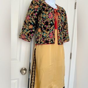 Shalwar kameez (silk) with embroidered jacket